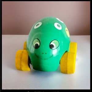 Vintage Tonka Turtle Toy | Green Plastic Animal with Wheels | 1970s Child’s Toy